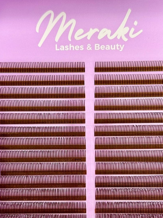 Brown Angel 0.07 Closed Premade Fans - Meraki Lashes and Beauty