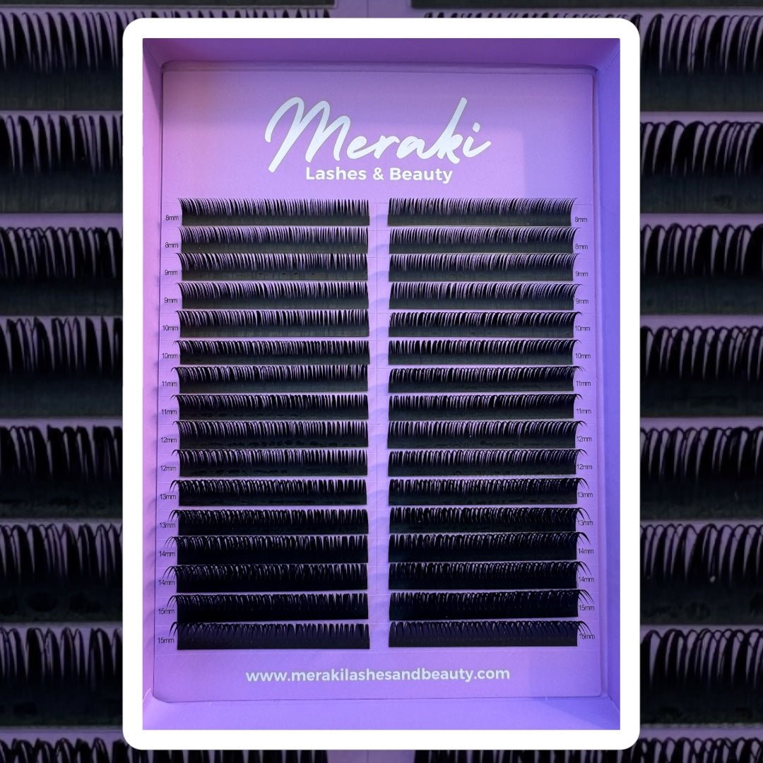 Wet Look Premade Volume Lash Fans - 8 - 15mm Mixed | Meraki - Meraki Lashes and Beauty