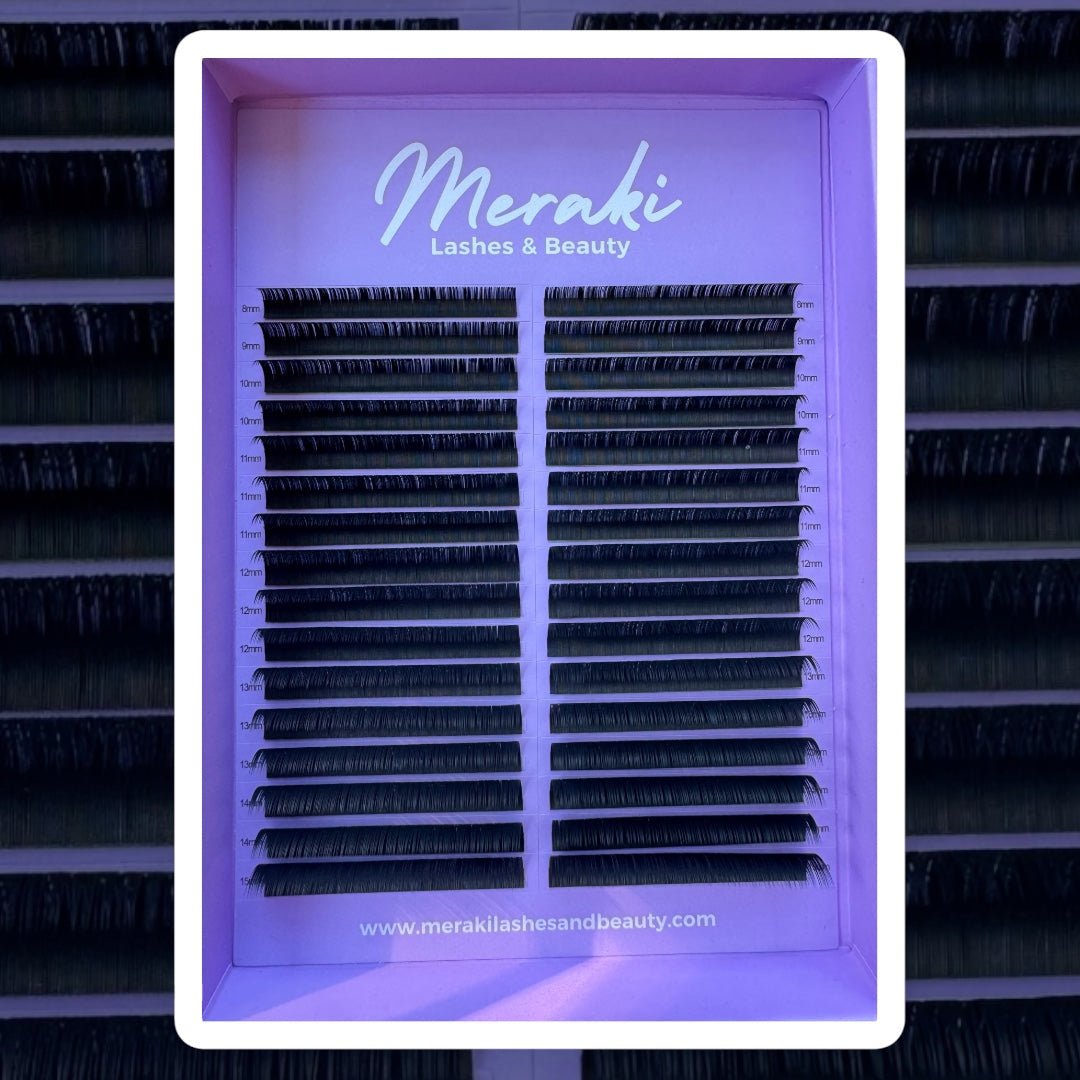0.07 Volume Lash Extensions - Korean PBT, Ultra - Black | Meraki - Meraki Lashes and Beauty