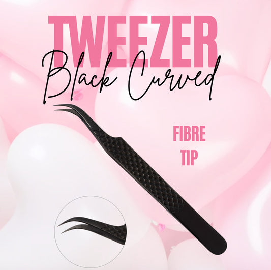 Black Titanium Curved Fibre Tip Tweezer