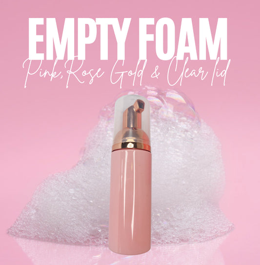 Empty Pink & Gold Foam Bottle with Clear Lid 50ml