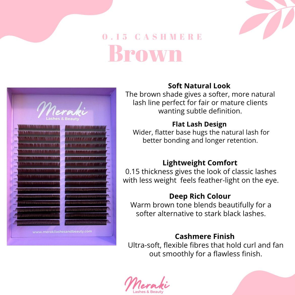 Brown 0.15 Flat Lash Extensions – Cashmere Classic | Meraki - Meraki Lashes and Beauty