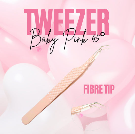 Baby Pink 45° Fibre Tip Tweezer