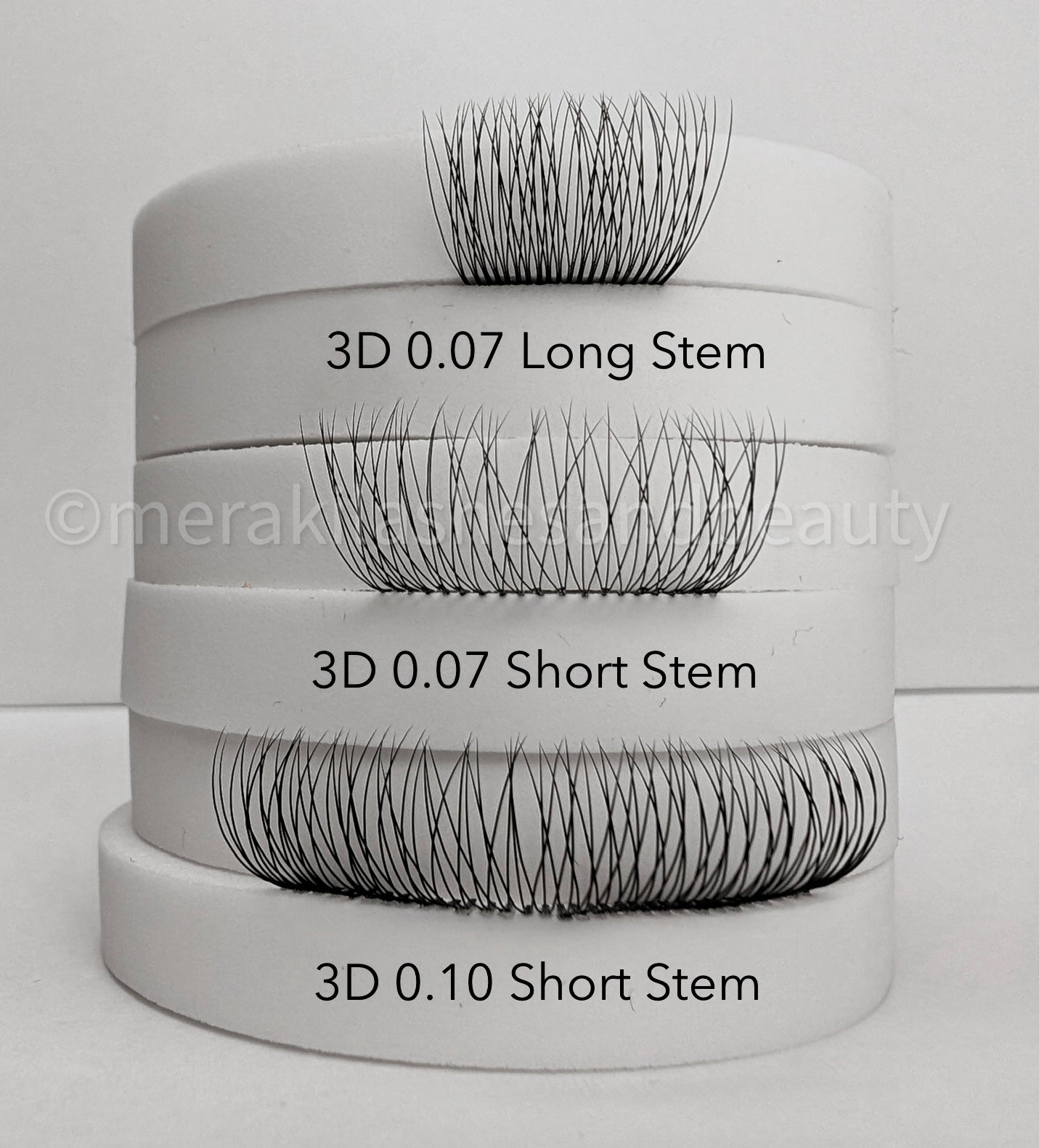 3D Short Stem Volume Fans - 0.07 C&D, 0.10 D | Meraki - Meraki Lashes and Beauty