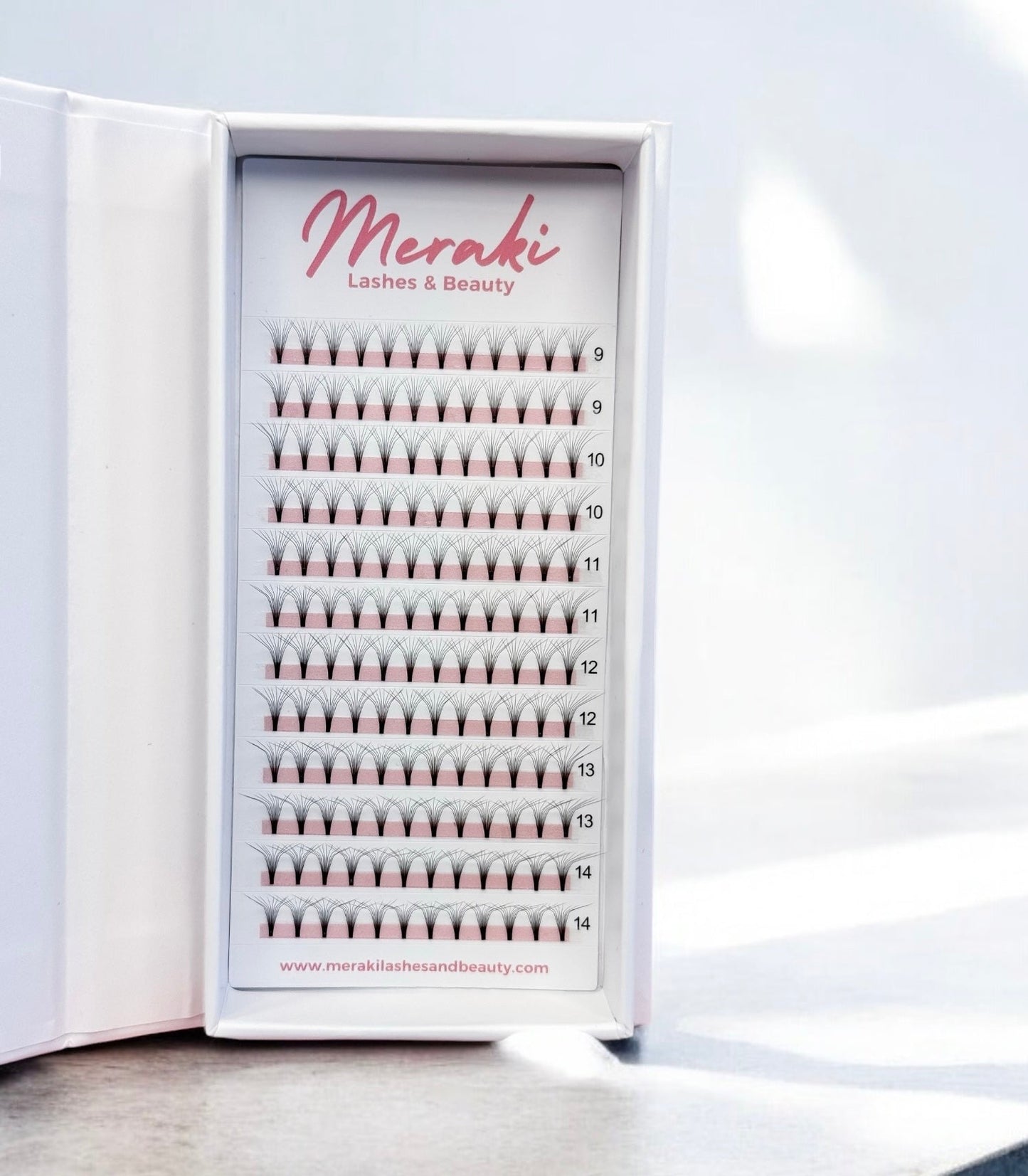 M Curl Lash Collection – 0.05 Volume, 3D & 10D Premade Fans | Meraki Lashes