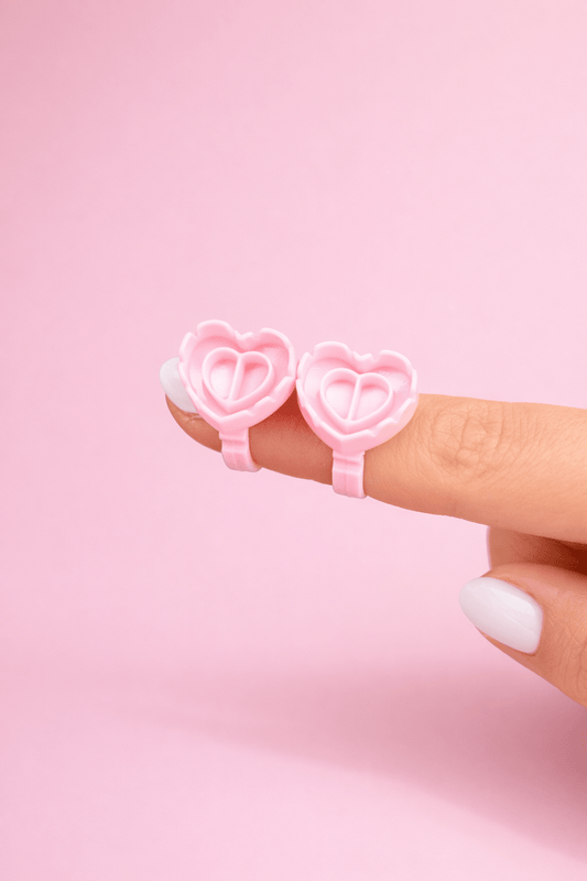 Heart Glue Rings - Pink - 100pcs - Meraki Lashes and Beauty