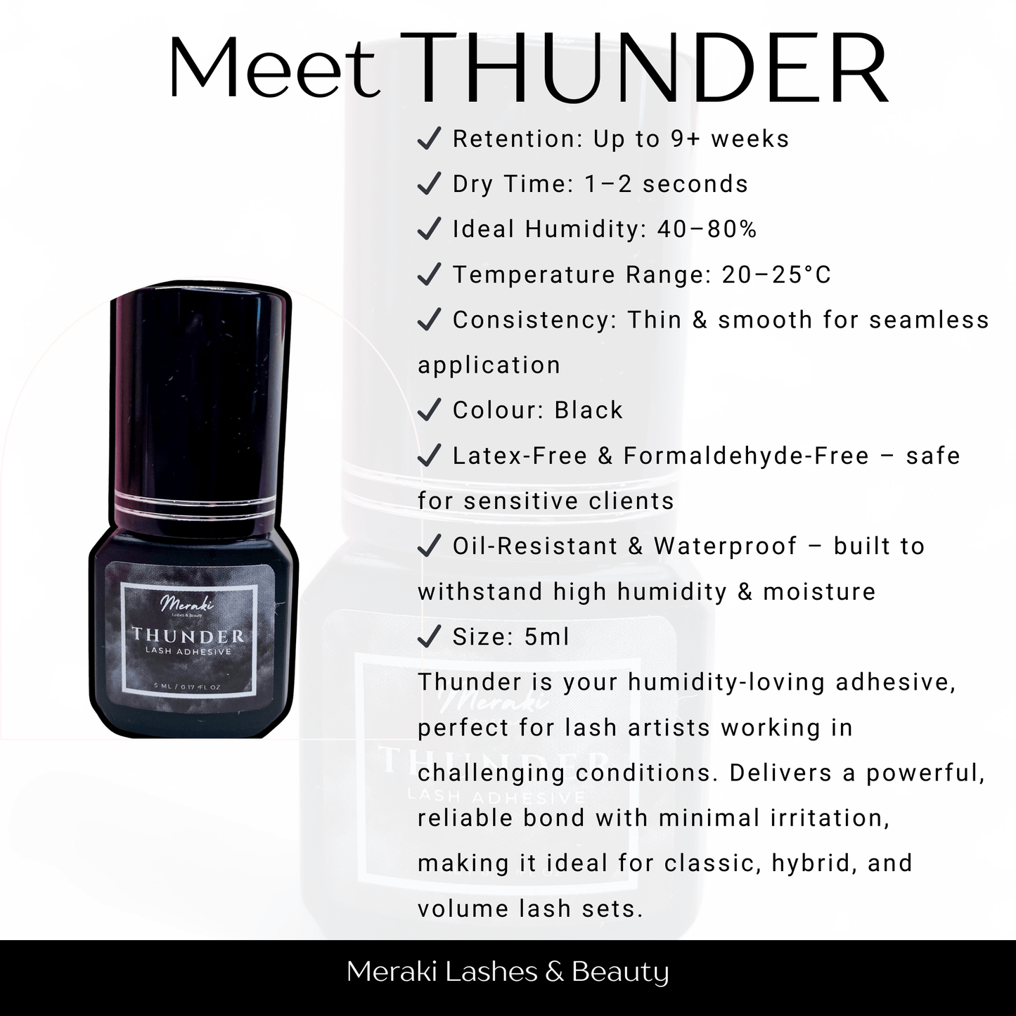 Meraki Thunder Lash Adhesive | Humidity Friendly Lash Glue - Meraki Lashes and Beauty