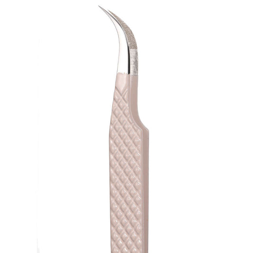 Baby Pink Curved Fibre Tip Tweezer