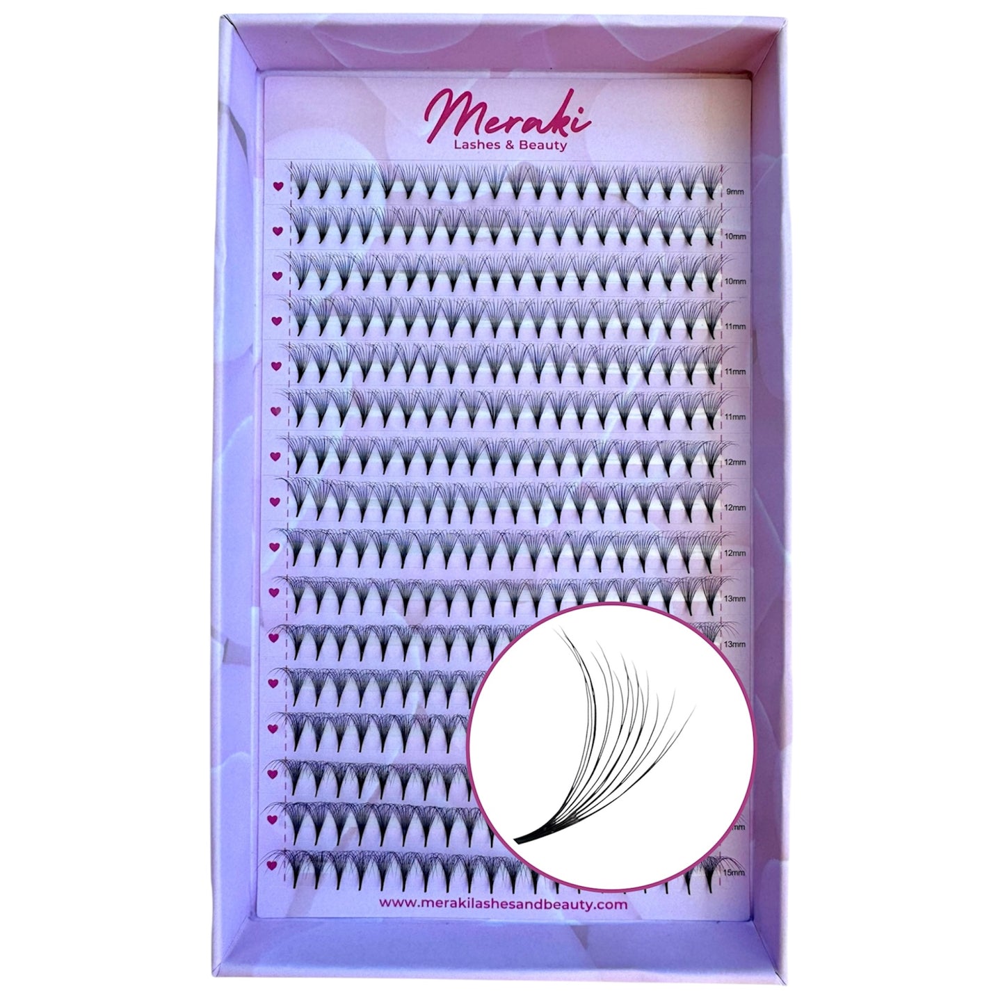 8D - D Curl - 0.05 - Pointy Stem - Double Layer - Meraki Lashes and Beauty