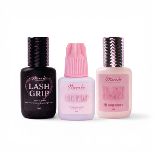 Retention System - 1x Lash Grip Primer, 1x MVP Glue, 1x Super Bonder - Meraki Lashes and Beauty