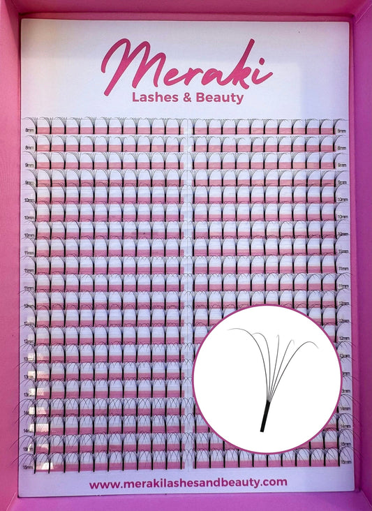 5D Long Stem Volume Fans - D Curl | Meraki - Meraki Lashes and Beauty