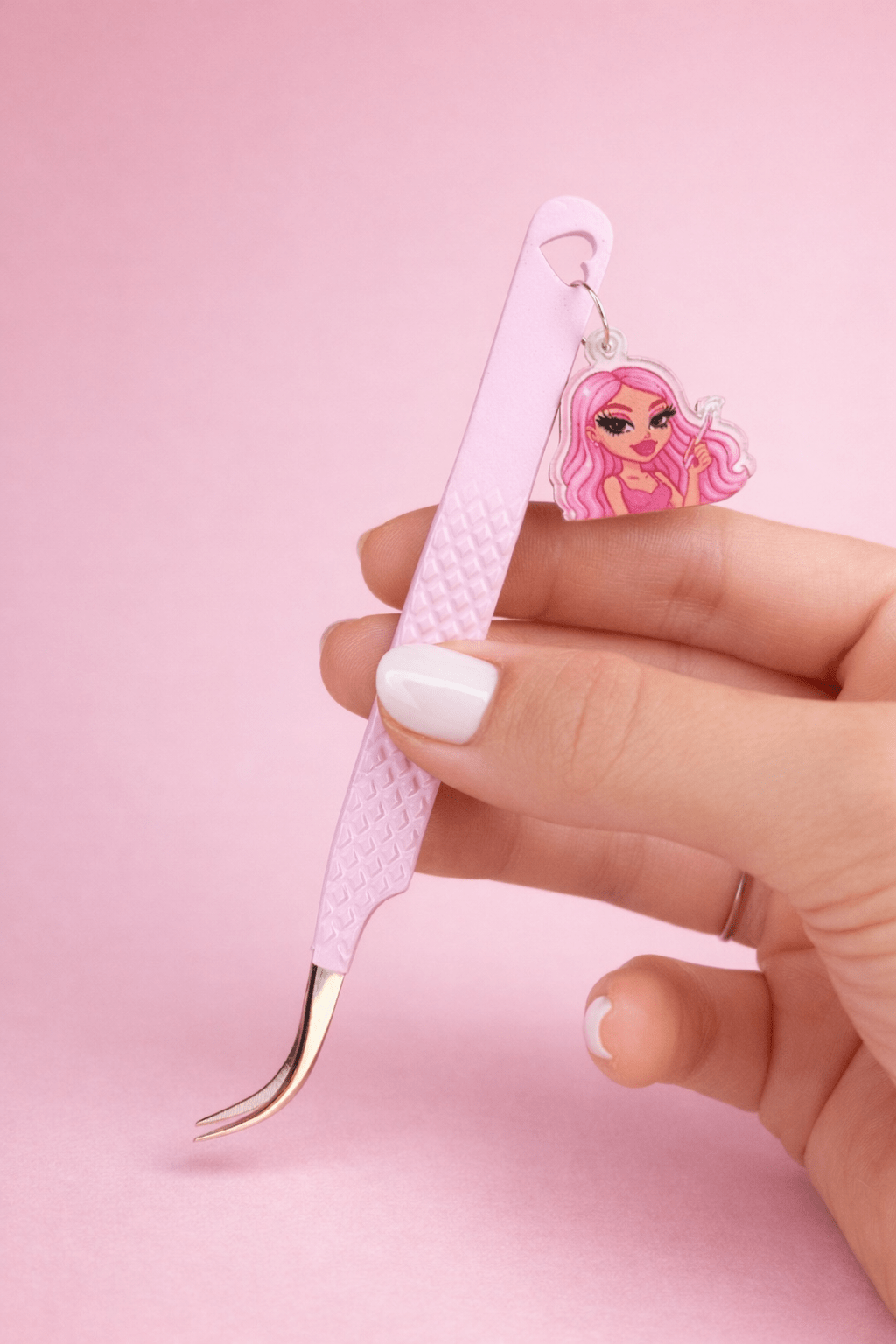 Curved Meraki Bratz Keychain Fibre Tip Tweezer - Meraki Lashes and Beauty