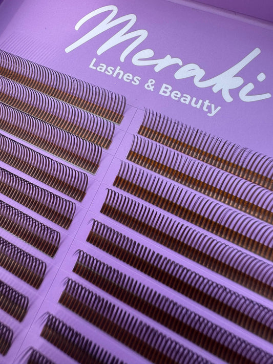 Dark Brown Angel - 0.07 - Closed Premade Fans - Meraki Lashes and Beauty