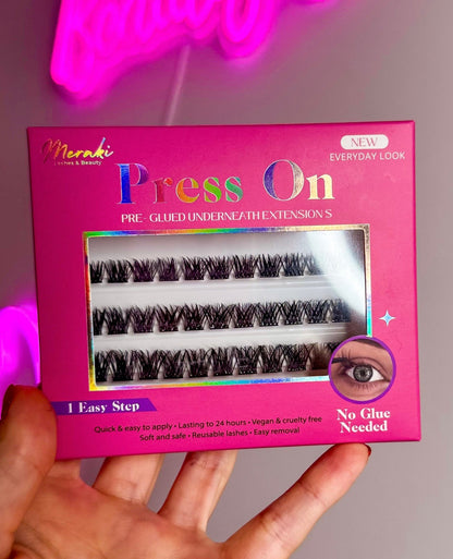 DIY Press On, 30+ Pre Glued Lash Clusters & Applicator — Full Volume Style - Meraki Lashes and Beauty