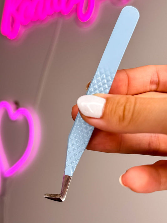 Blue 90° Boot Fibre Tip Tweezer - Meraki Lashes and Beauty