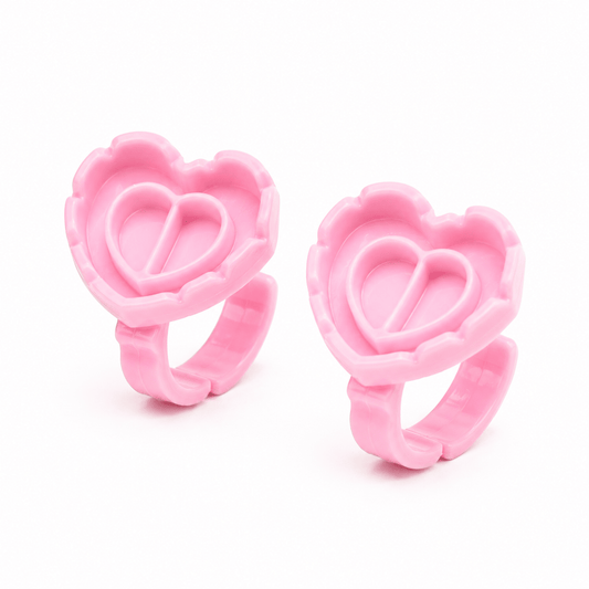 Heart Glue Rings - Pink - 100pcs - Meraki Lashes and Beauty