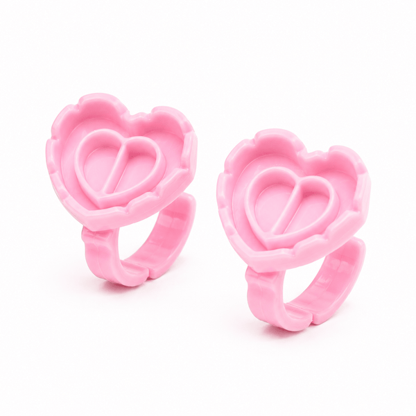 Heart Glue Rings - Pink - 100pcs