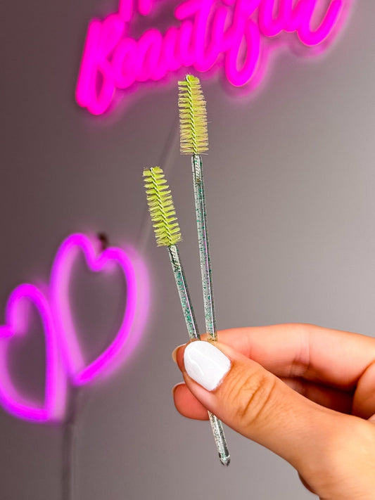 Green Glitter Spoolies 50 Pack - Meraki Lashes and Beauty