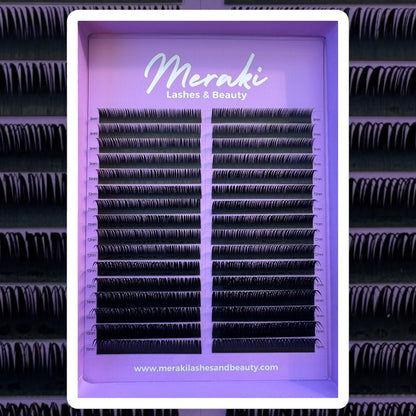 Wet Look Premade Volume Lash Fans - 8 - 15mm Mixed | Meraki - Meraki Lashes and Beauty