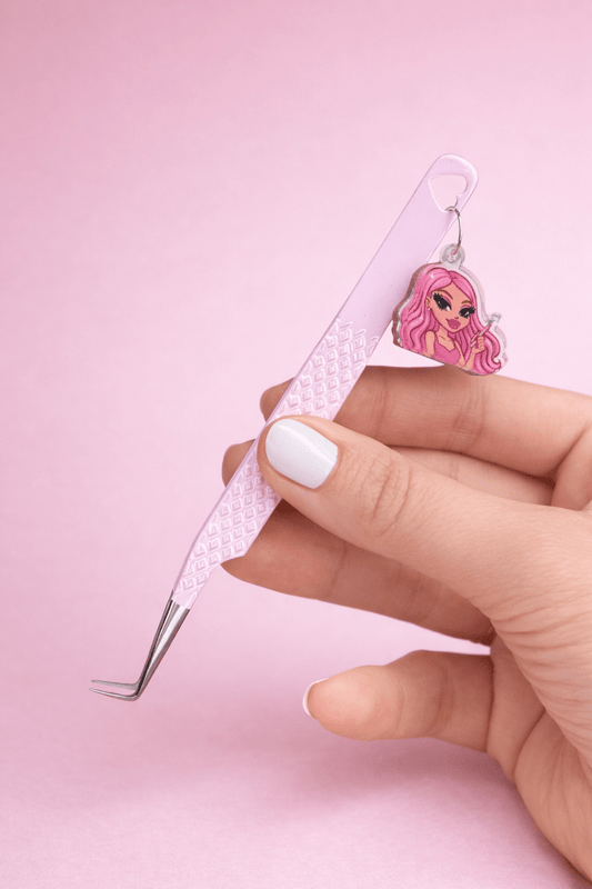 90° Meraki Bratz Keychain Fibre Tip Tweezer - Meraki Lashes and Beauty