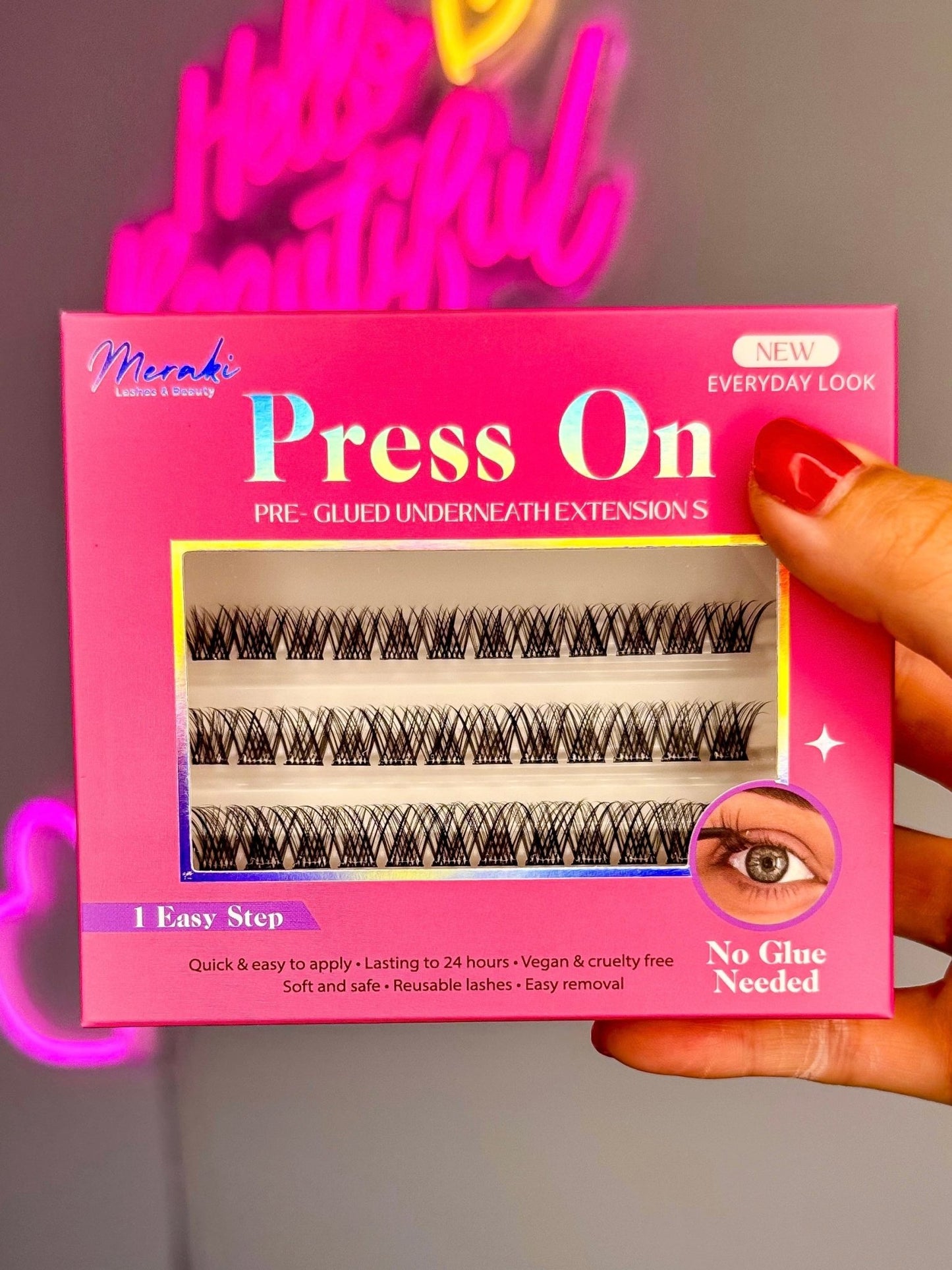 DIY Press On, 30 Pre Glued Lash Clusters & Applicator — Light Volume Style - Meraki Lashes and Beauty