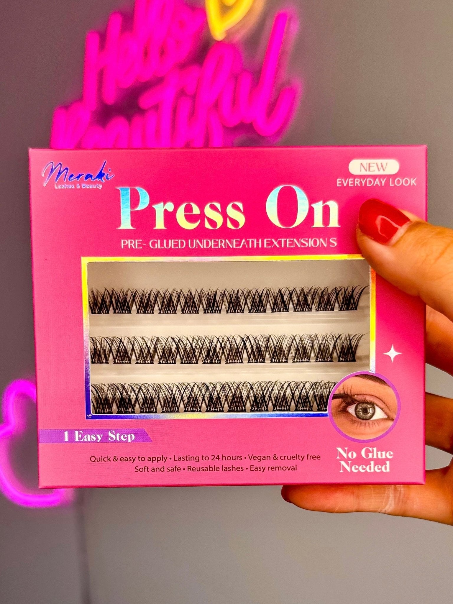 DIY Press On, 30 Pre Glued Lash Clusters & Applicator — Light Volume Style - Meraki Lashes and Beauty