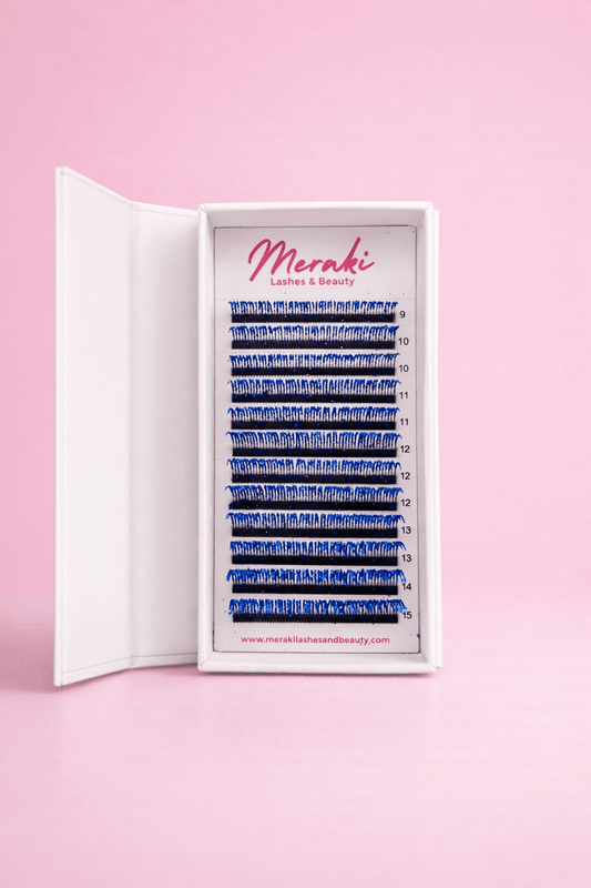 Blue Glitter Spikes - D Curl - Meraki Lashes and Beauty