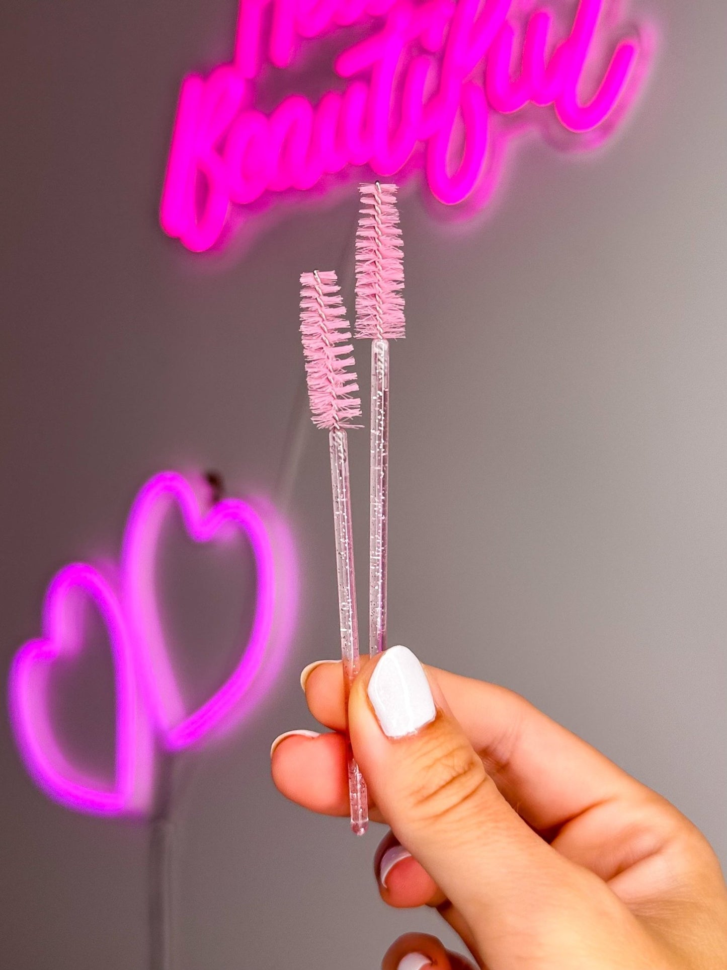 Pink Glitter Spoolies 50 Pack - Meraki Lashes and Beauty