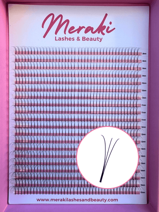 3D Long Stem Volume Fans - C&D Curl | Meraki - Meraki Lashes and Beauty