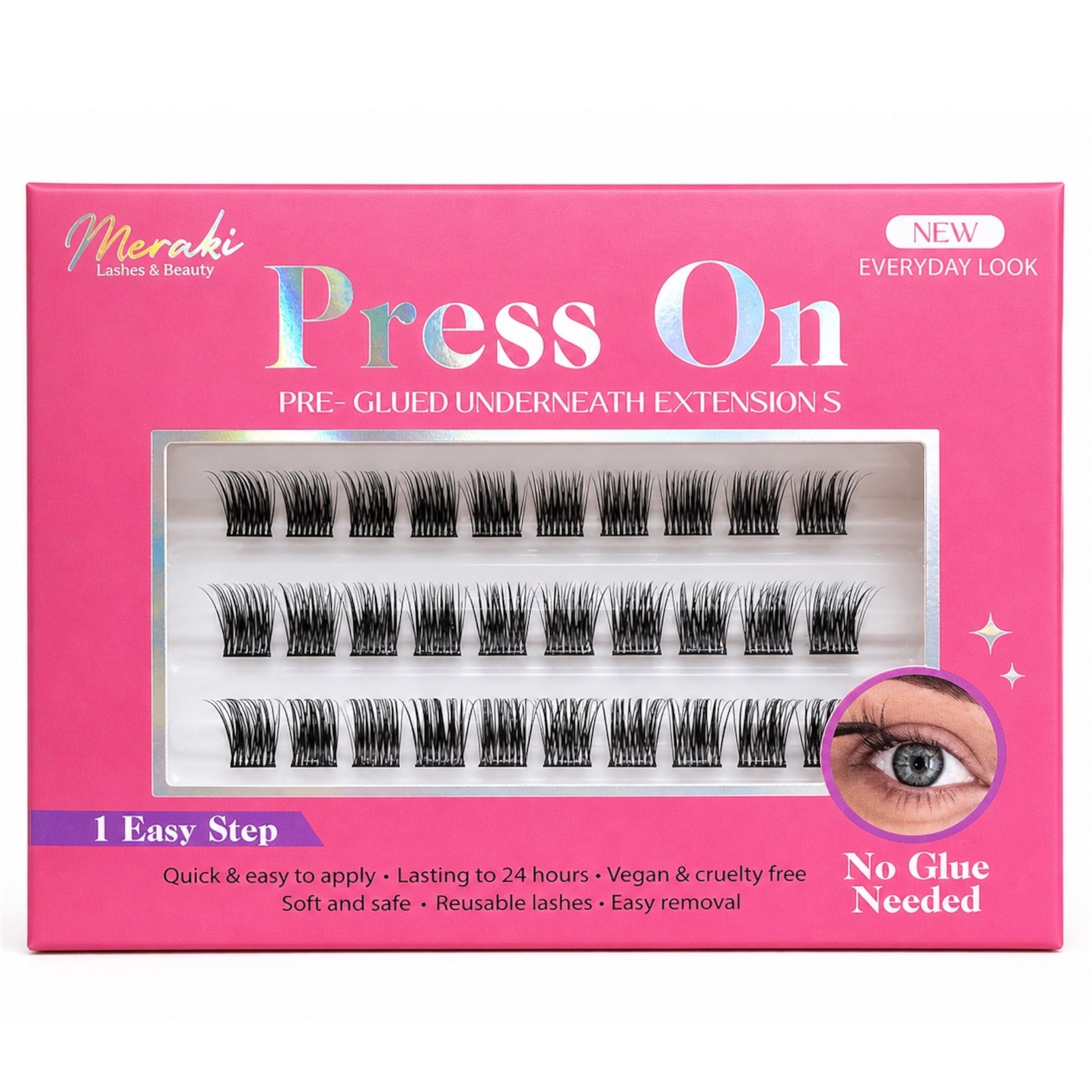 DIY Pre Glued - Press On - Hayley. Includes Tweezer - Meraki Lashes and Beauty