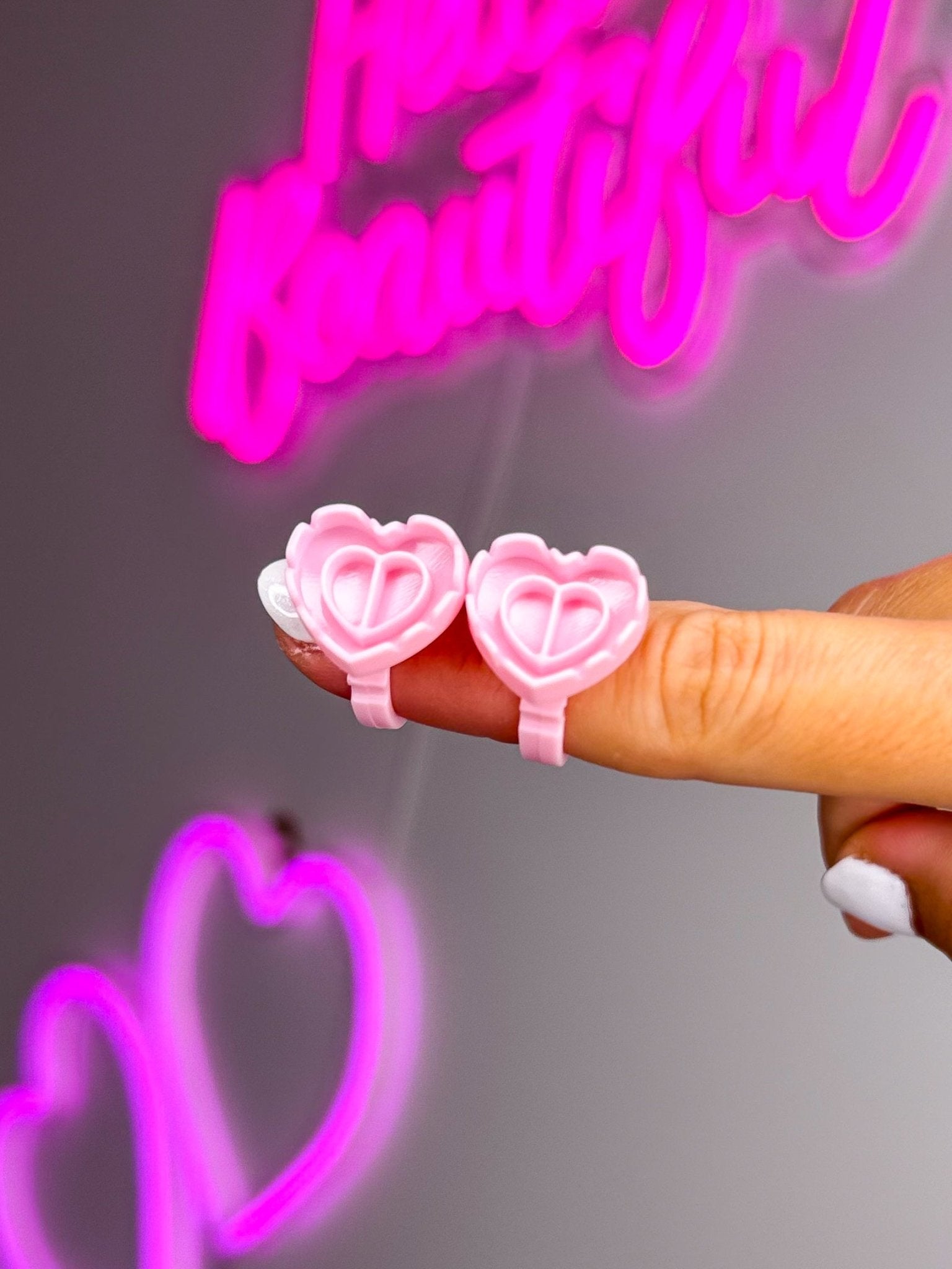 Heart Glue Rings 100 Pack - Meraki Lashes and Beauty