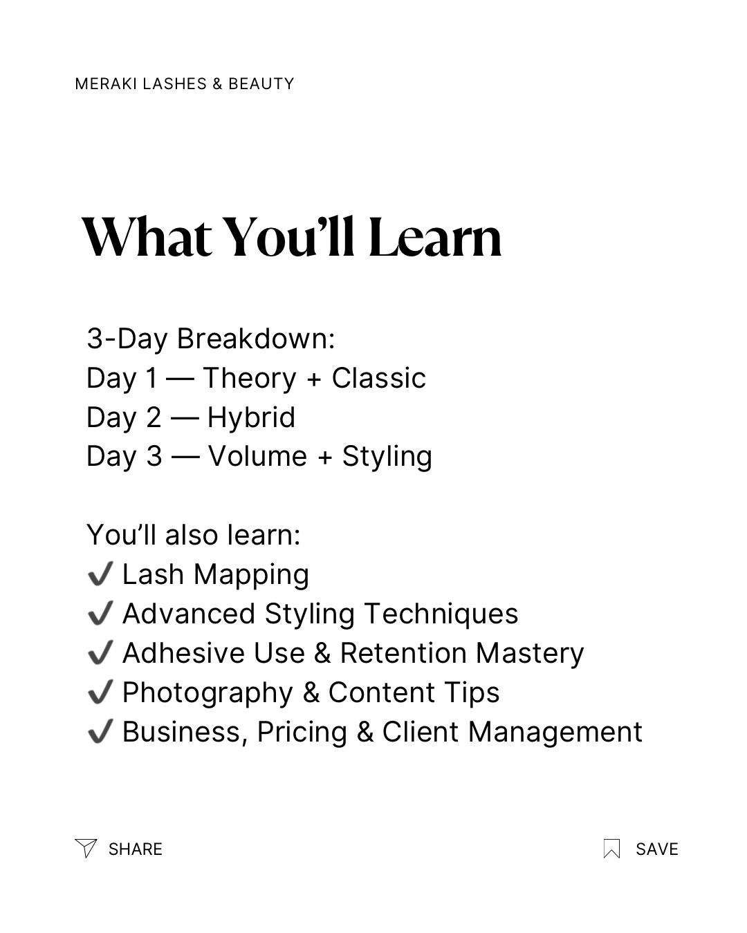 3 - Day Sunshine Coast - Lash Extension Course - 2026 - Meraki Lashes and Beauty