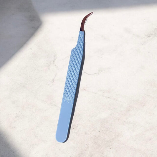 Baby Blue Curved Fibre Tip Tweezer