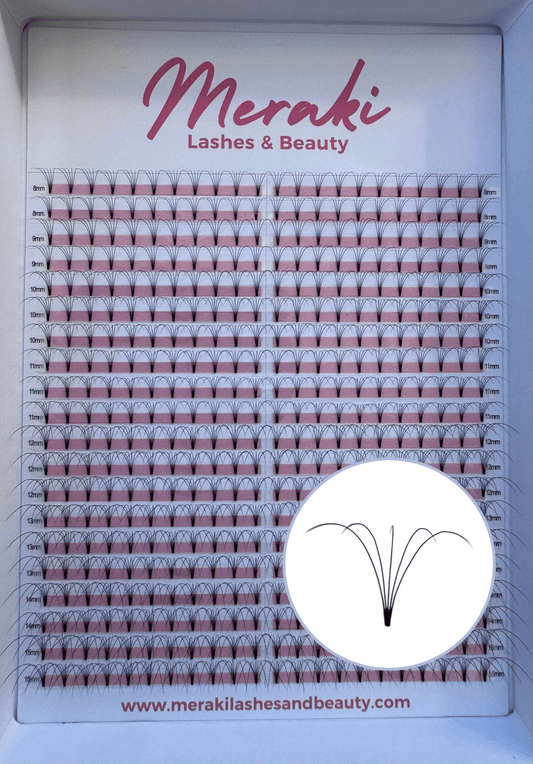 5D Short Stem Volume Fans - 0.07 C&D, 0.10 D | Meraki - Meraki Lashes and Beauty