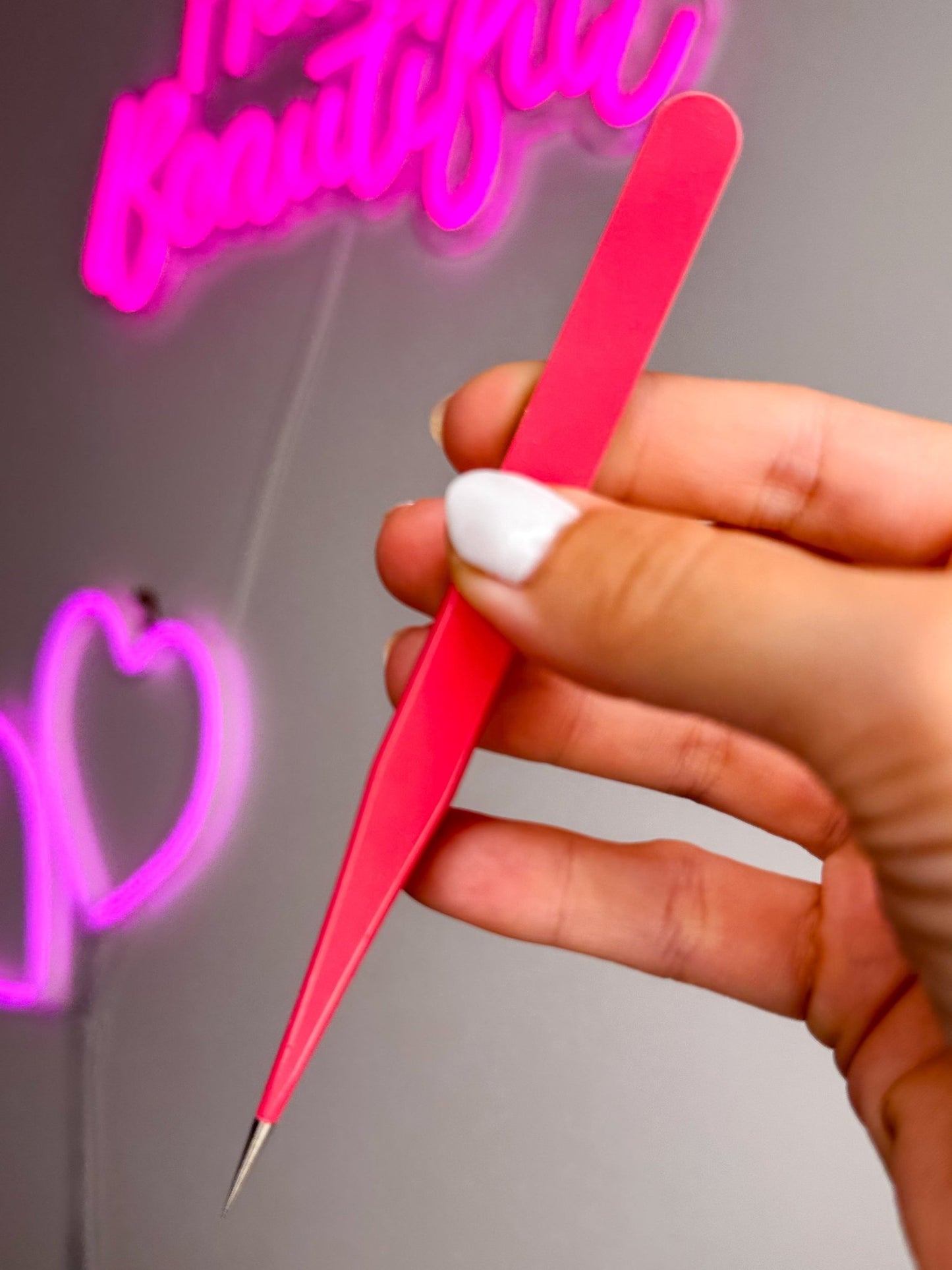 Hot Pink Straight Tweezers - Meraki Lashes and Beauty
