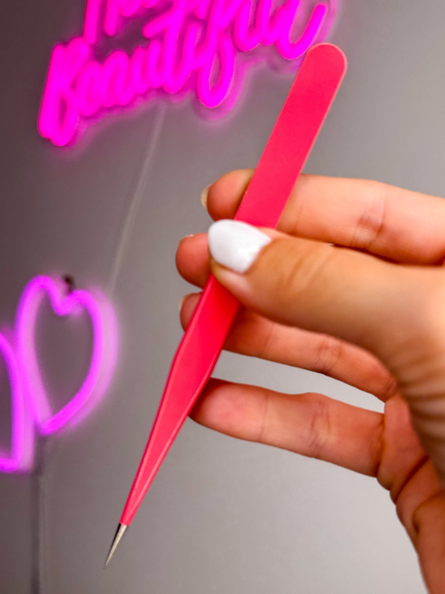 Hot Pink Straight Tweezers - Meraki Lashes and Beauty