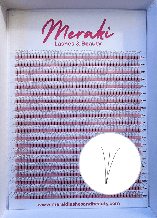 3D Short Stem Volume Fans - 0.07 C&D, 0.10 D | Meraki - Meraki Lashes and Beauty