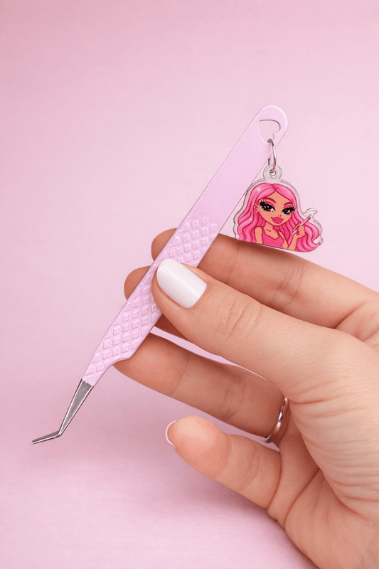 45° Meraki Bratz Keychain Fibre Tip Tweezer - Meraki Lashes and Beauty