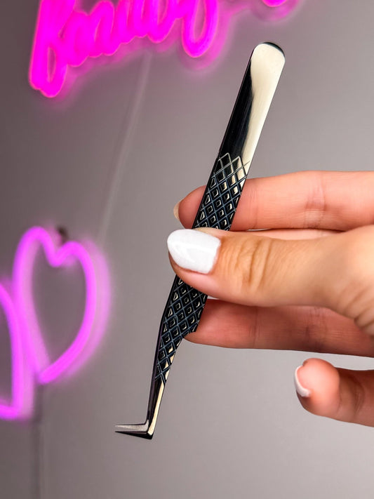 Black 90° Fibre Tip Tweezer - Meraki Lashes and Beauty