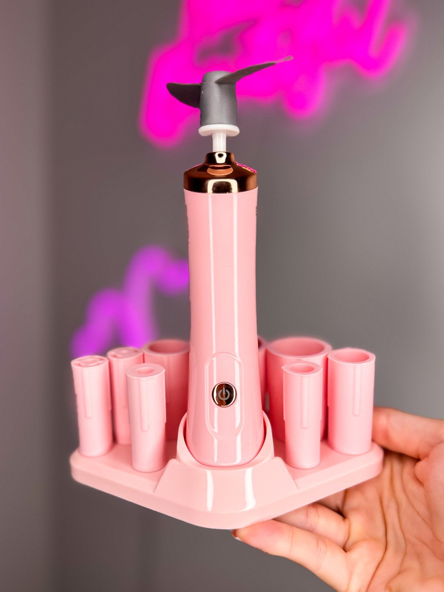 Glue Shaker, Stand & Fan Pink - Meraki Lashes and Beauty