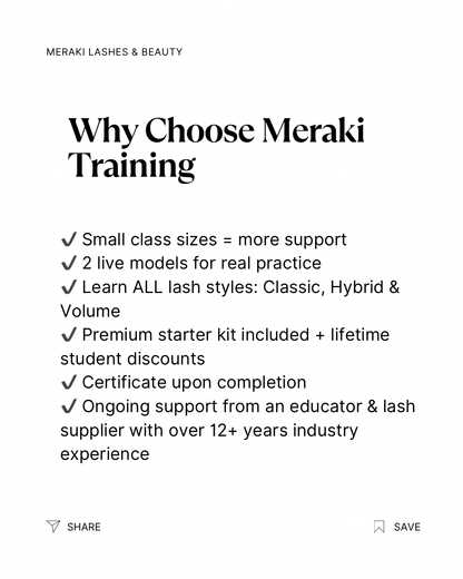 3 - Day Sunshine Coast - Lash Extension Course - 2026 - Meraki Lashes and Beauty