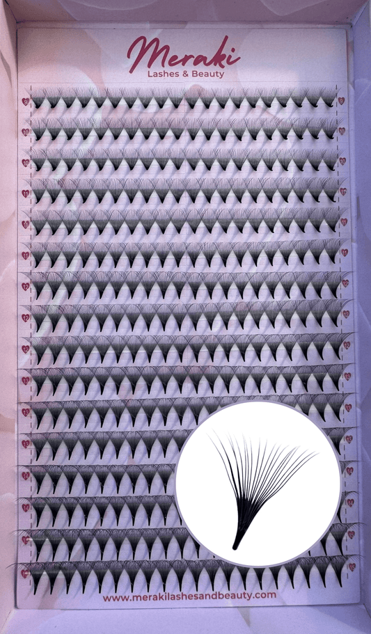 20D Pointy Stem Volume Fans - 0.03 | Meraki - Meraki Lashes and Beauty