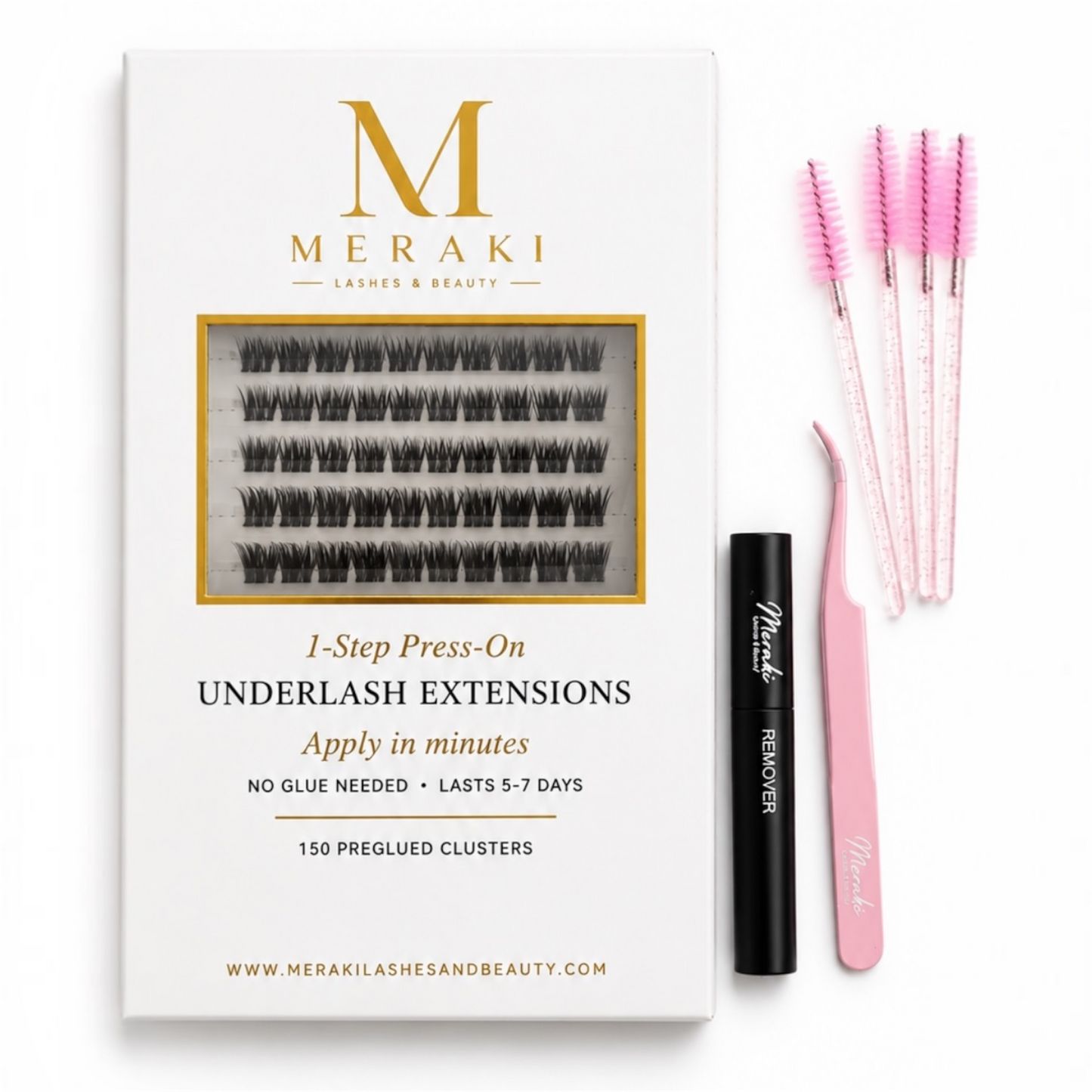 Press-On |Starter Kit| 150 Pre-Glued Lash Clusters | Up to 15 Full Sets