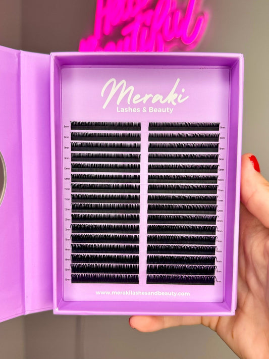 Wet Look Premade Volume Lash Fans - Meraki Lashes and Beauty