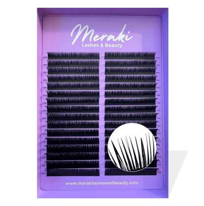 Wet Look Premade Volume Lash Fans - 8 - 15mm Mixed | Meraki - Meraki Lashes and Beauty