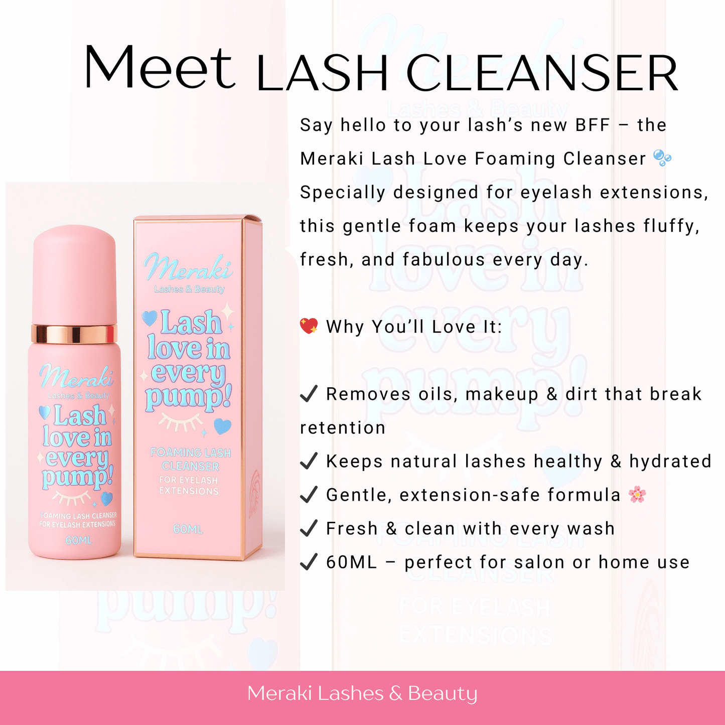 Meraki Lash Cleanser | Oil - Free Foaming Lash Shampoo - Meraki Lashes and Beauty