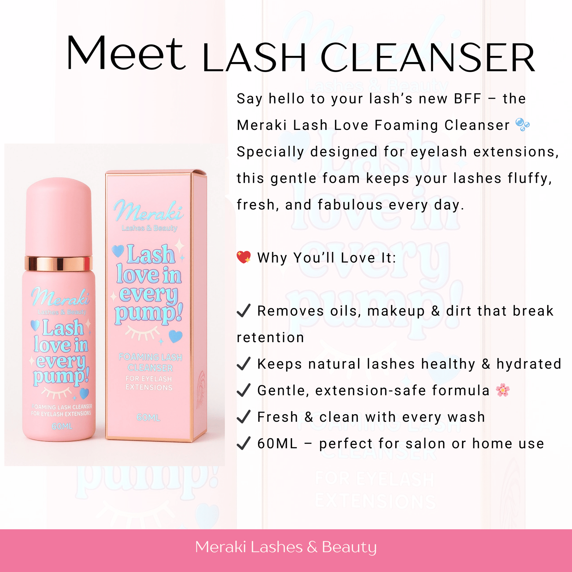 Meraki Lash Cleanser | Oil - Free Foaming Lash Shampoo - Meraki Lashes and Beauty