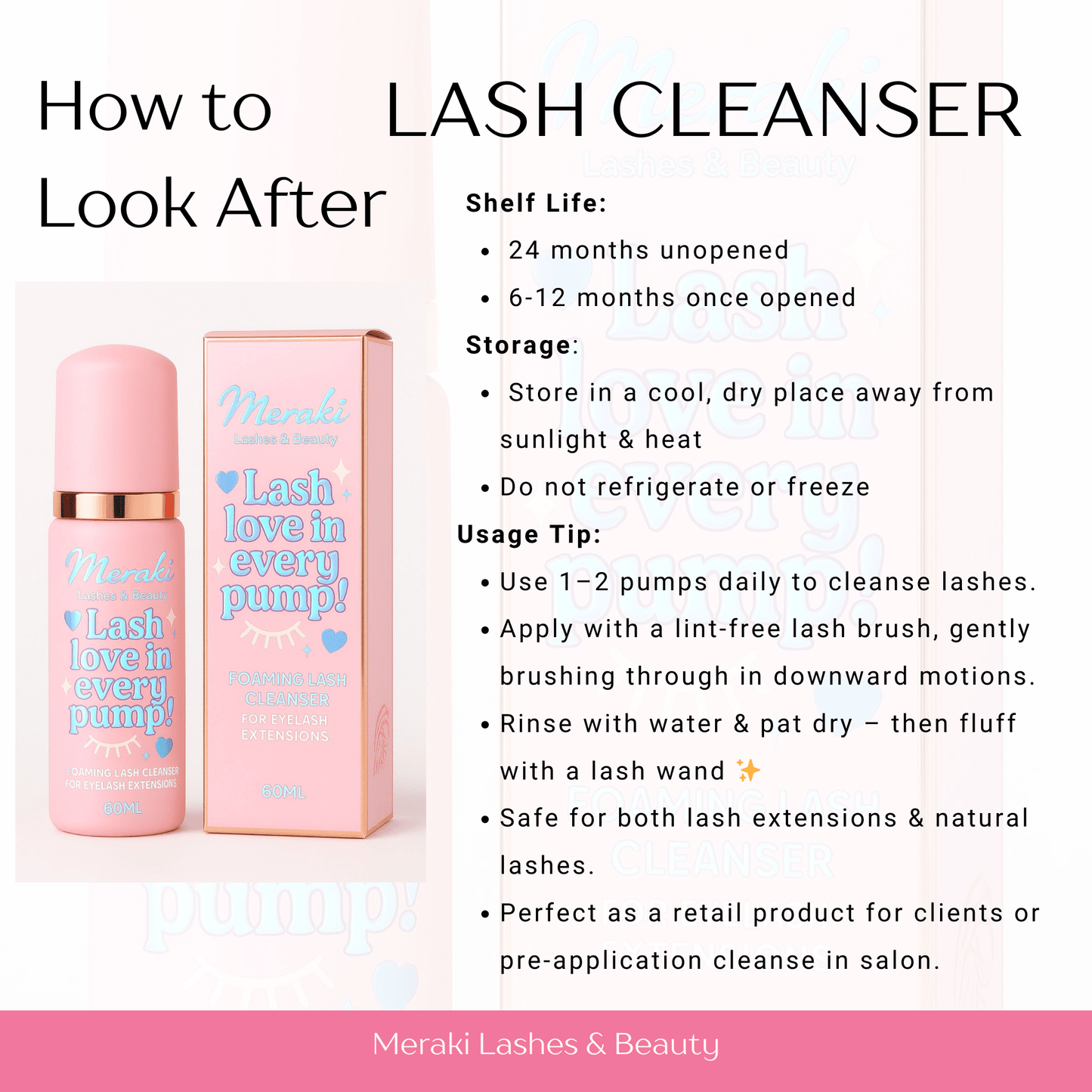 Meraki Lash Cleanser | Oil - Free Foaming Lash Shampoo - Meraki Lashes and Beauty