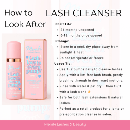 Meraki Lash Cleanser | Oil - Free Foaming Lash Shampoo - Meraki Lashes and Beauty