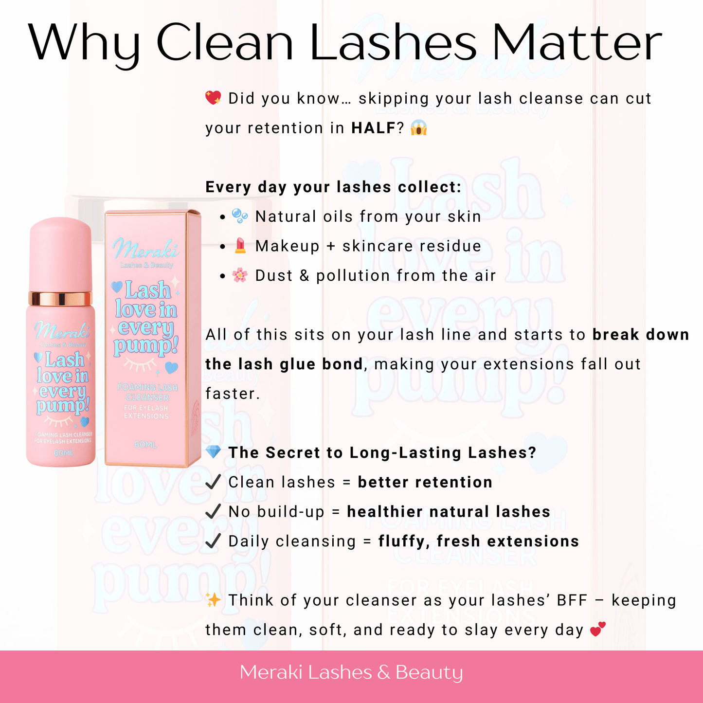Meraki Lash Cleanser | Oil - Free Foaming Lash Shampoo - Meraki Lashes and Beauty
